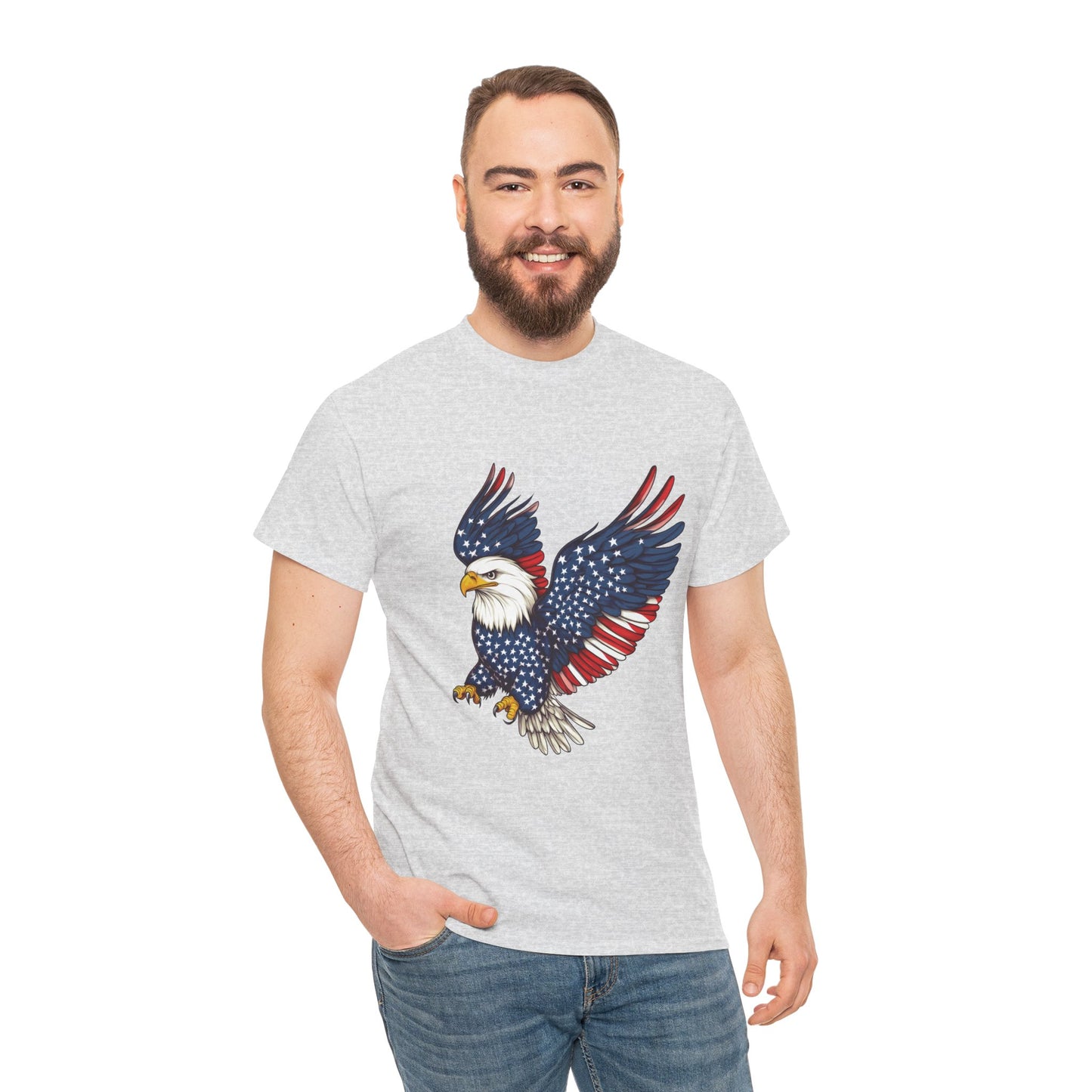 Patriotic Eagle Tee | Unisex Heavy Cotton T-Shirt for Independence Day, Memorial Day, Veterans Day, Gift for Nature Lovers, Casual Wear