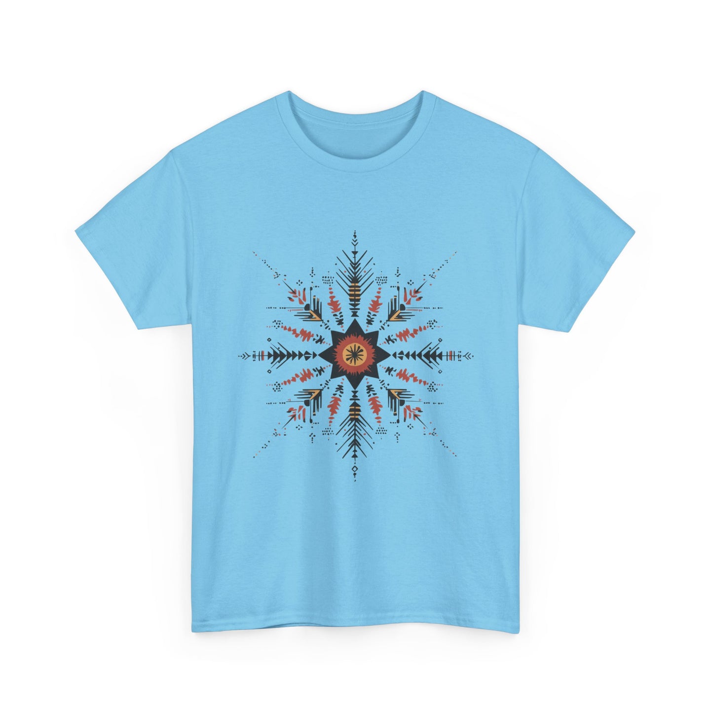 Boho Tribal Mandala Star Women's Cotton Tee, Ethnic Geometric Graphic T-Shirt, Festival Bohemian Style Gift, Bohemian Graphic Tee