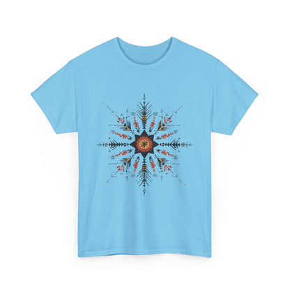 Boho Tribal Mandala Star Women's Cotton Tee, Ethnic Geometric Graphic T-Shirt, Festival Bohemian Style Gift, Bohemian Graphic Tee