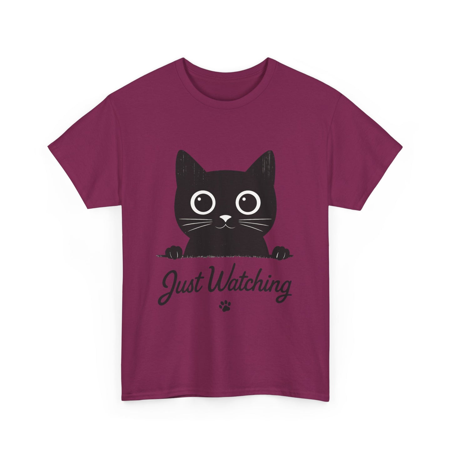 Cute Black Cat Shirt for Women - Just Watching Minimalist Kitty Tee - Funny Cat Lover Gift, Funny Pet Lover Gift, Animal Lover Tee