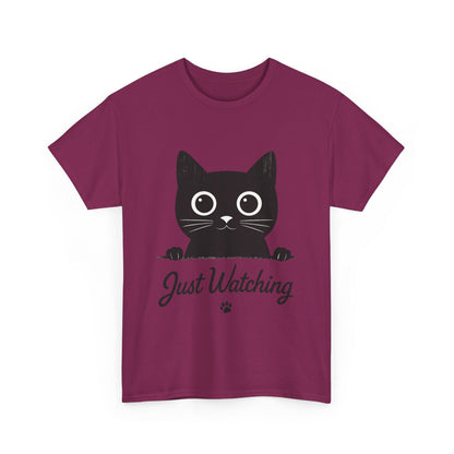 Cute Black Cat Shirt for Women - Just Watching Minimalist Kitty Tee - Funny Cat Lover Gift, Funny Pet Lover Gift, Animal Lover Tee