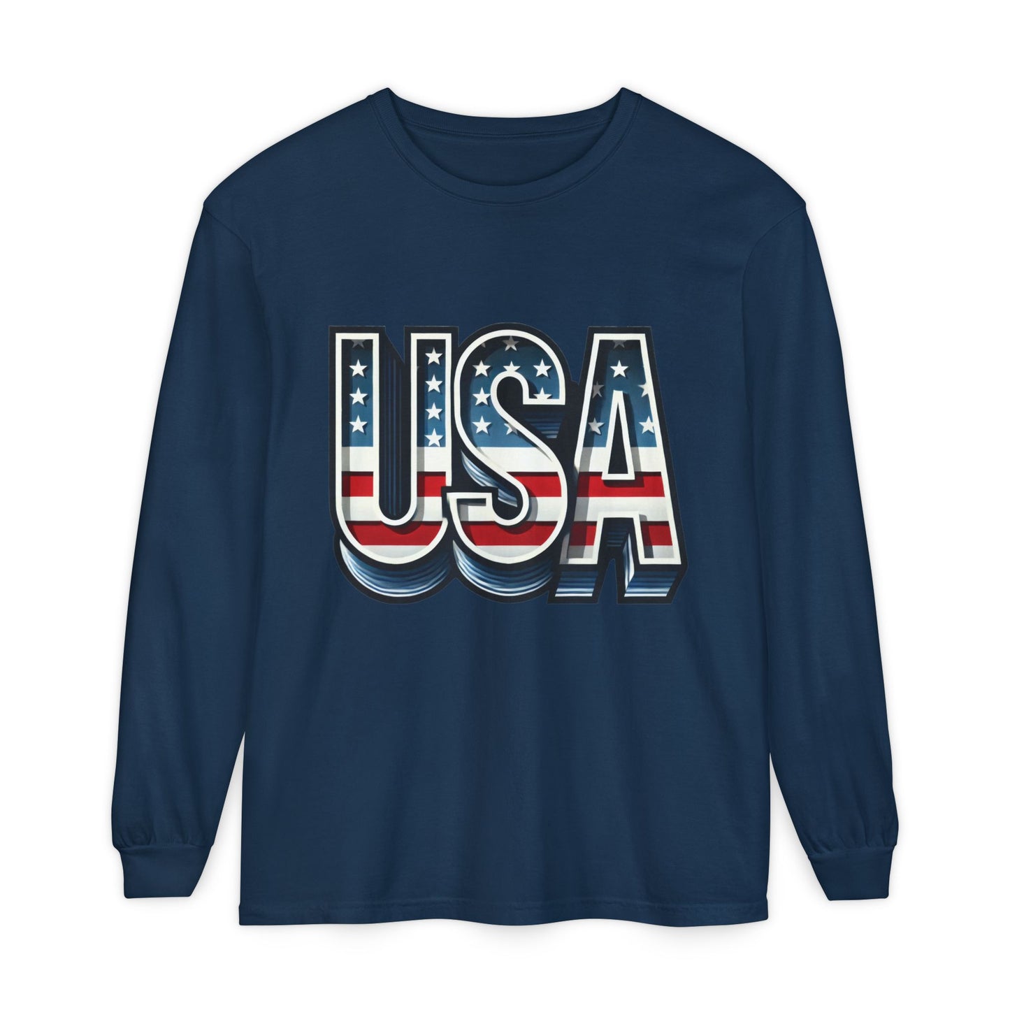 Patriotic Long Sleeve  Unisex  T-Shirt, USA Design, Unisex Tee for Independence Day, Memorial Day, Family Celebrations, Casual Wear