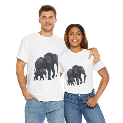 Geometric Elephant Tee - Minimalist Art Shirt, Nature Lover Gift, Animal Print T-Shirt, Unisex Cotton Tee, Eco-Friendly Wear