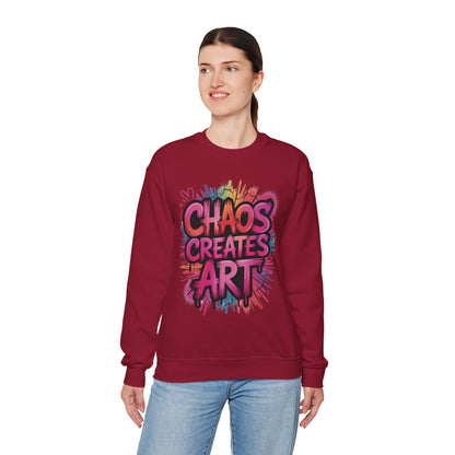 Women's Heavy Blend™ Crewneck Sweatshirt, Chaos Creates Art Graffiti Sweatshirt, Streetwear Sweatshirt