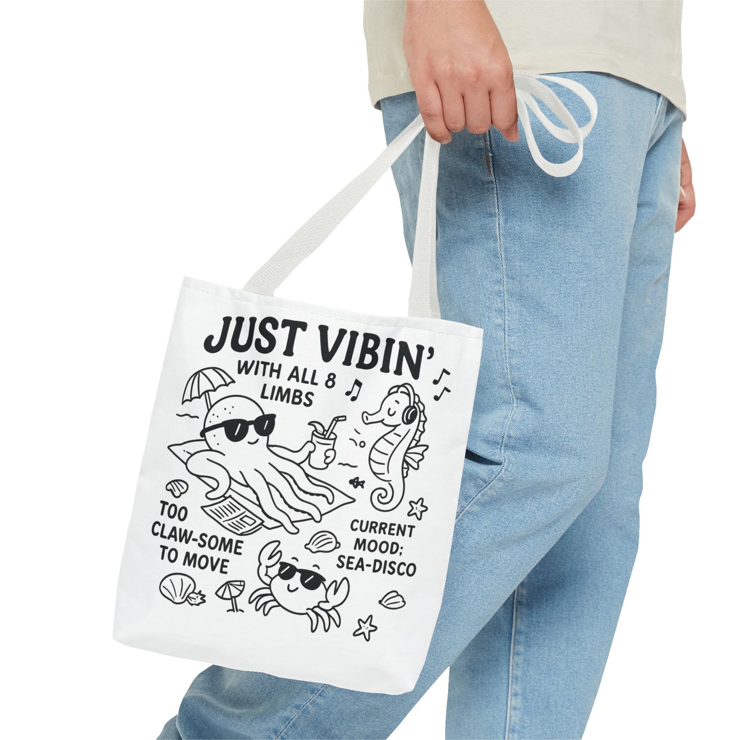 Fun Sea-Themed Tote Bag, Beach Accessories, Summer Vibes, Gift for Ocean Lovers, Reusable Shopping Bag, Cute Beach Tote