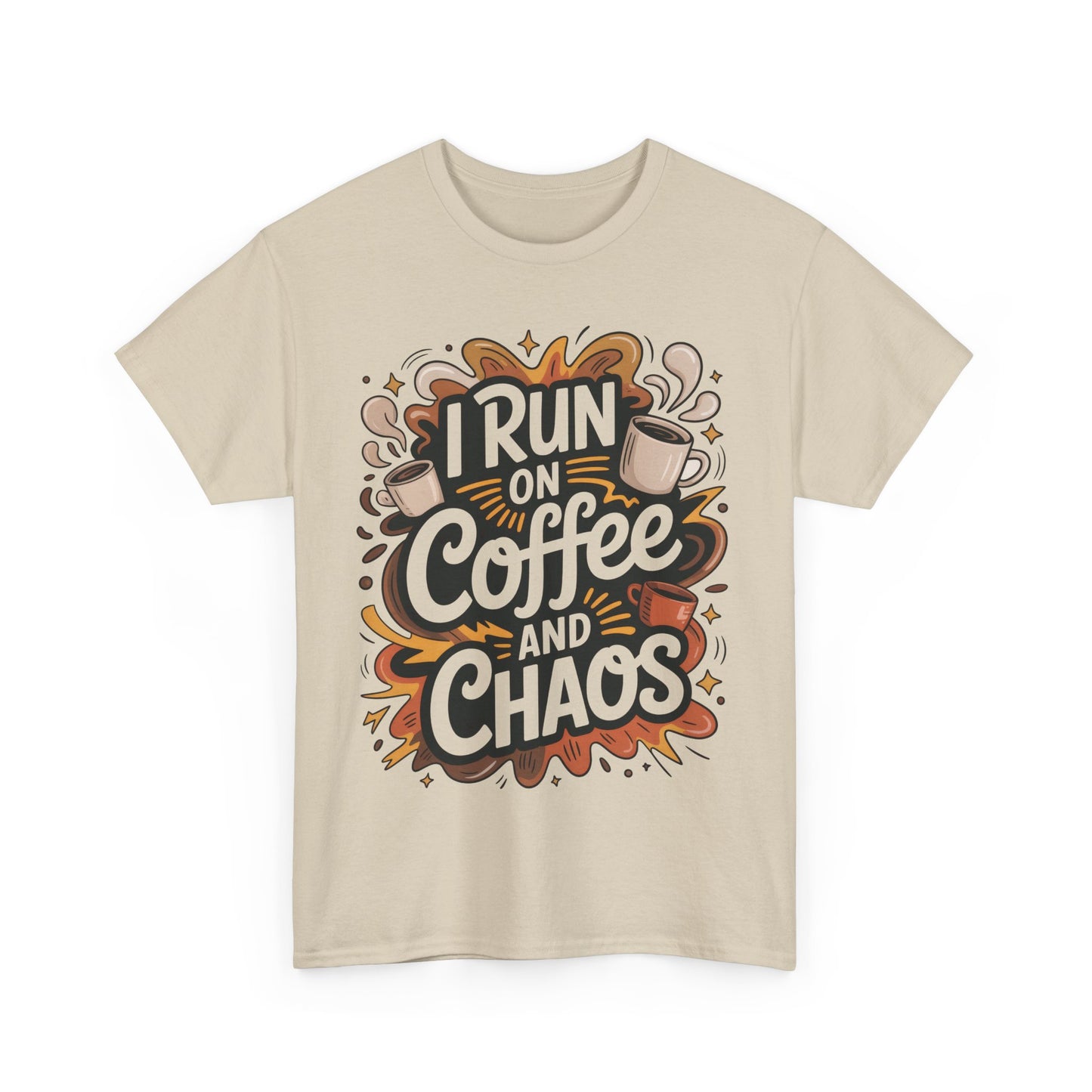 Funny Mens Coffee T-Shirt, I Run on Coffee and Chaos, Caffeinated Chaos Tee for Him, Perfect for Coffee Lovers, , Humor Tee