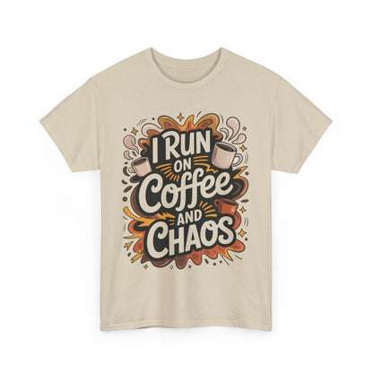 Funny Mens Coffee T-Shirt, I Run on Coffee and Chaos, Caffeinated Chaos Tee for Him, Perfect for Coffee Lovers, , Humor Tee
