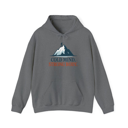 Men's Heavy Blend™ Hooded Sweatshirt, Cold Mind Strong Body Sweatshirt, Nordic Mountain Minimalist Pullover
