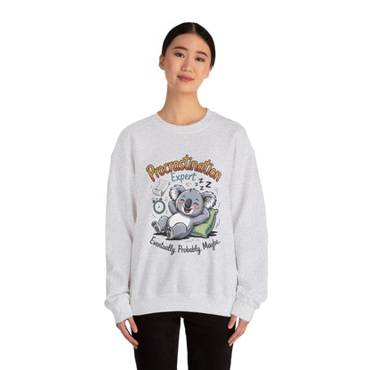 Procrastination Expert Womens Sweatshirt, Funny Crewneck, Cozy Gift for Students, Lazy Day Apparel, Womens Sweatshirt for Relaxation