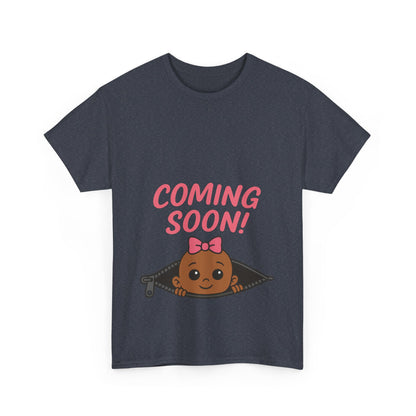 Coming Soon Maternity Tee, Cute Baby Girl Pregnancy Announcement Tee, Funny Expecting Mom Gift, Gender Reveal Tee, Baby Shower Top