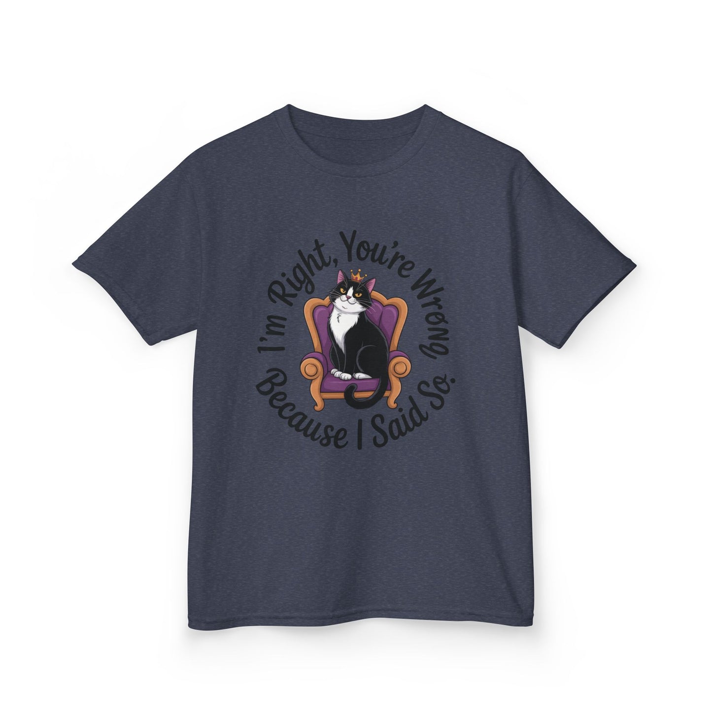 Girls Funny Sassy Cat T-Shirt - I'm Right You're Wrong, Cute Gift for Cat Lovers, Humor Tee for Teens, Birthday Gift,Tee for Confident Teens