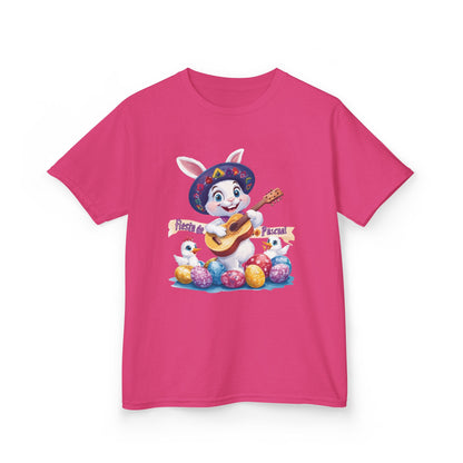 Mexican Easter Bunny Kids T-Shirt - Fiesta de Pascua Shirt with Guitar, Fun Spring Festival Tee, Colorful Holiday Gift for Children