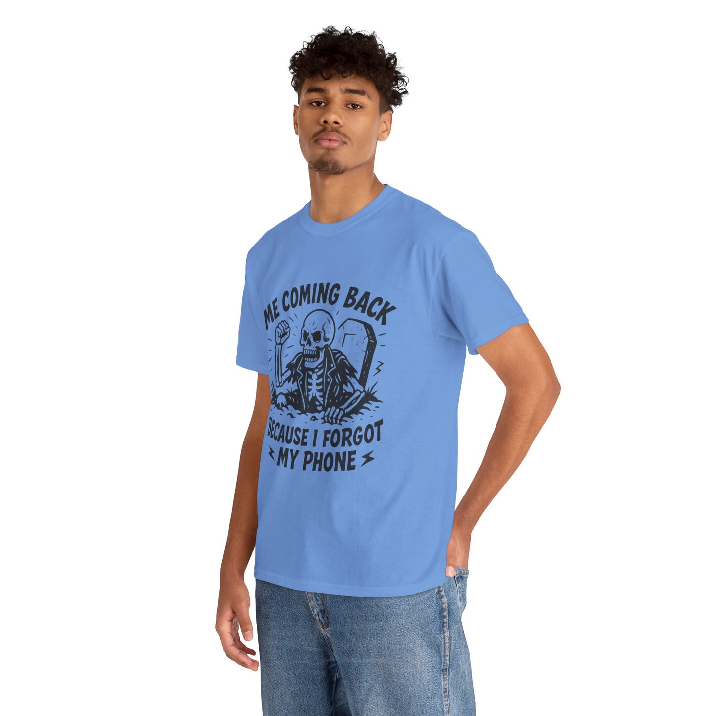 Forgot My Phone T-Shirt, Funny Skeleton Coming Back From Grave Tee, Dark Humor Shirt for Men, Humor Tee, funny skull shirt
