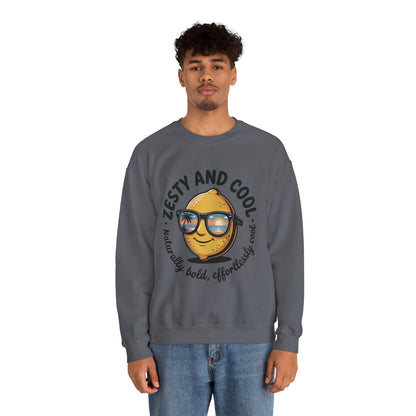 Zesty Lemon Mens Crewneck Sweatshirt - Fun Gift for Friends, Cool Casual Style, Summer Vibes, Mens Graphic Apparel, Perfect for Relaxing