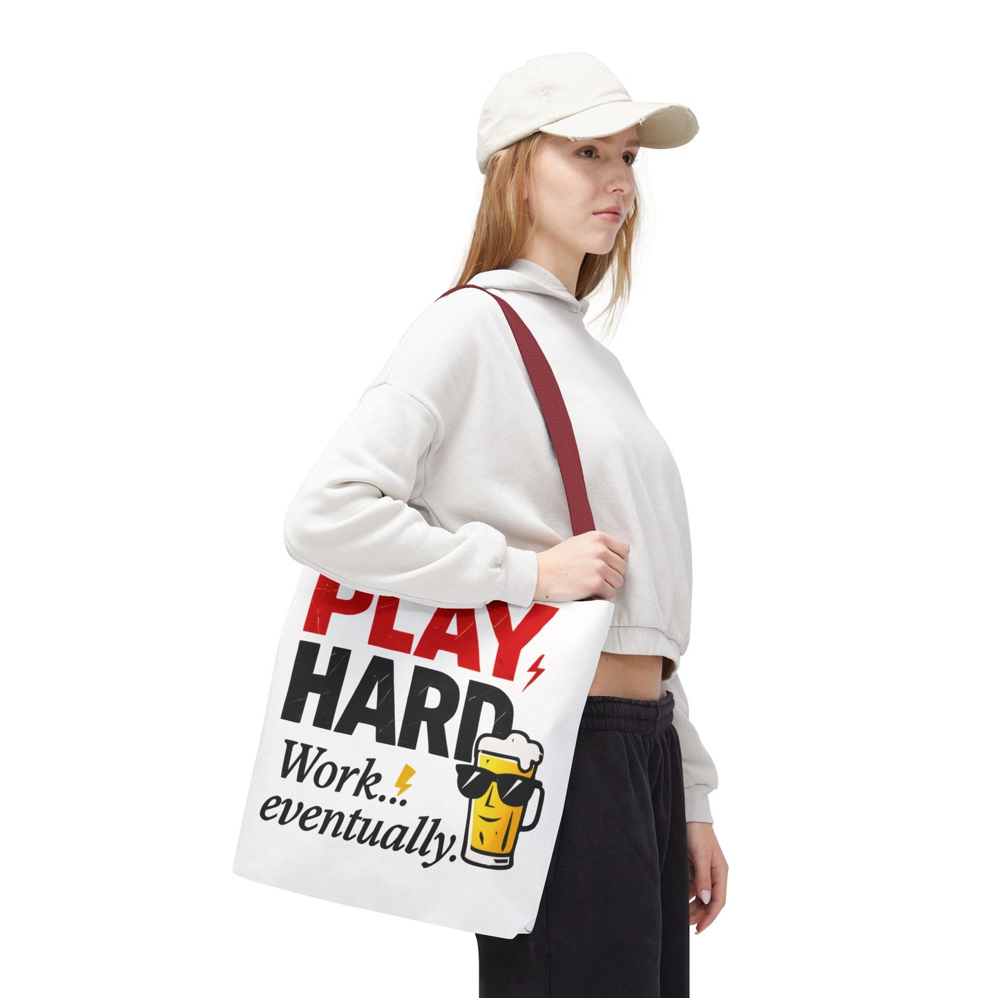 Play Hard Tote Bag - Fun, Stylish, Tote for Work & Play, Summer, Gift, Beach Bag, Everyday Carry, Beach Weekender Bag, large canvas bag