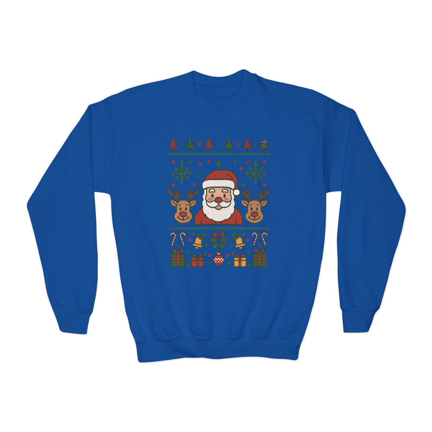 Santa - Reindeer Christmas Sweatshirt for Kids, Cozy Holiday Jumper, Youth Crewneck Sweatshirt