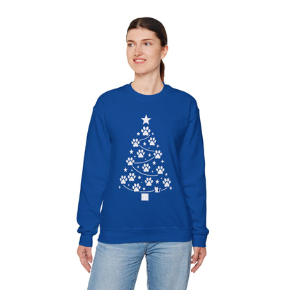 Paw Christmas Tree Women's Sweatshirt, Pet Lover Holiday Sweater
