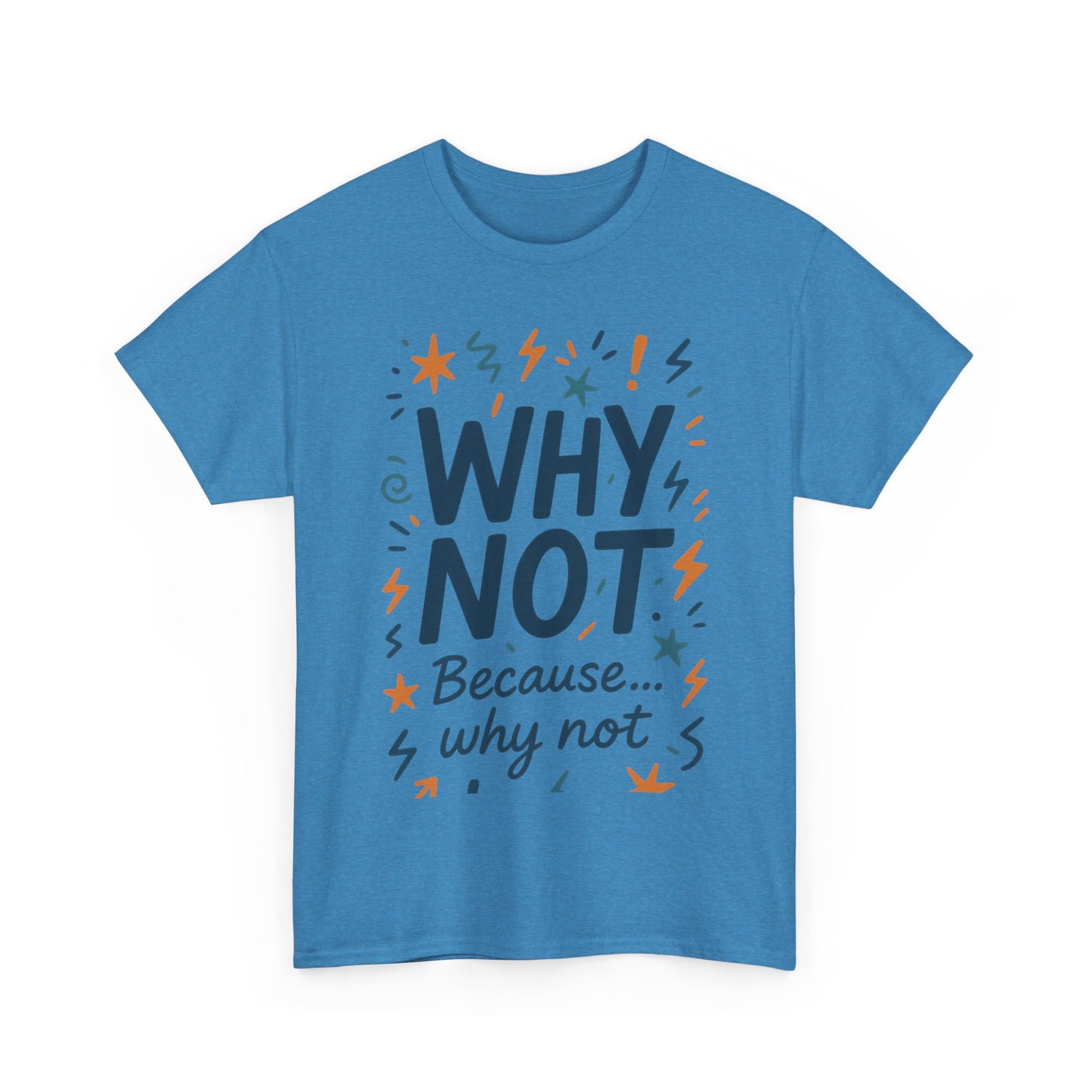 Why Not Mens Heavy Cotton Tee, Fun Motivational Graphic Tee, Casual Wear, Gift for Friends, Birthday Gift, Everyday Comfort
