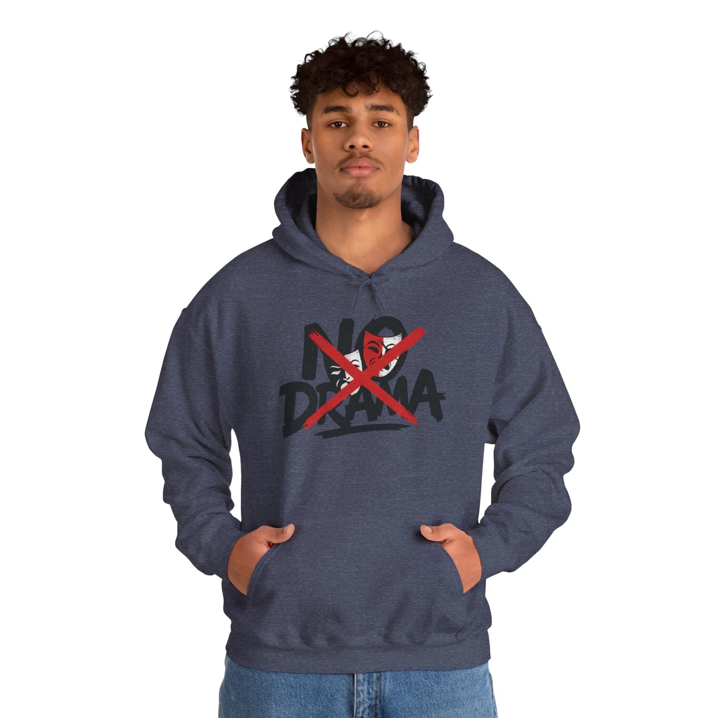 No Drama Mens Hoodie, Cozy Hoodie, Everyday Wear, Gift for Friend, Casual Fashion, Relaxed Vibes