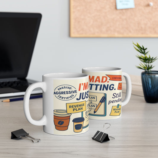 Funny Revenge Mug, Im Not Mad Just Plotting, Passive Aggressive Humor Coffee Cup, Sarcastic Office Gift, Funny Mug for Planning Lovers