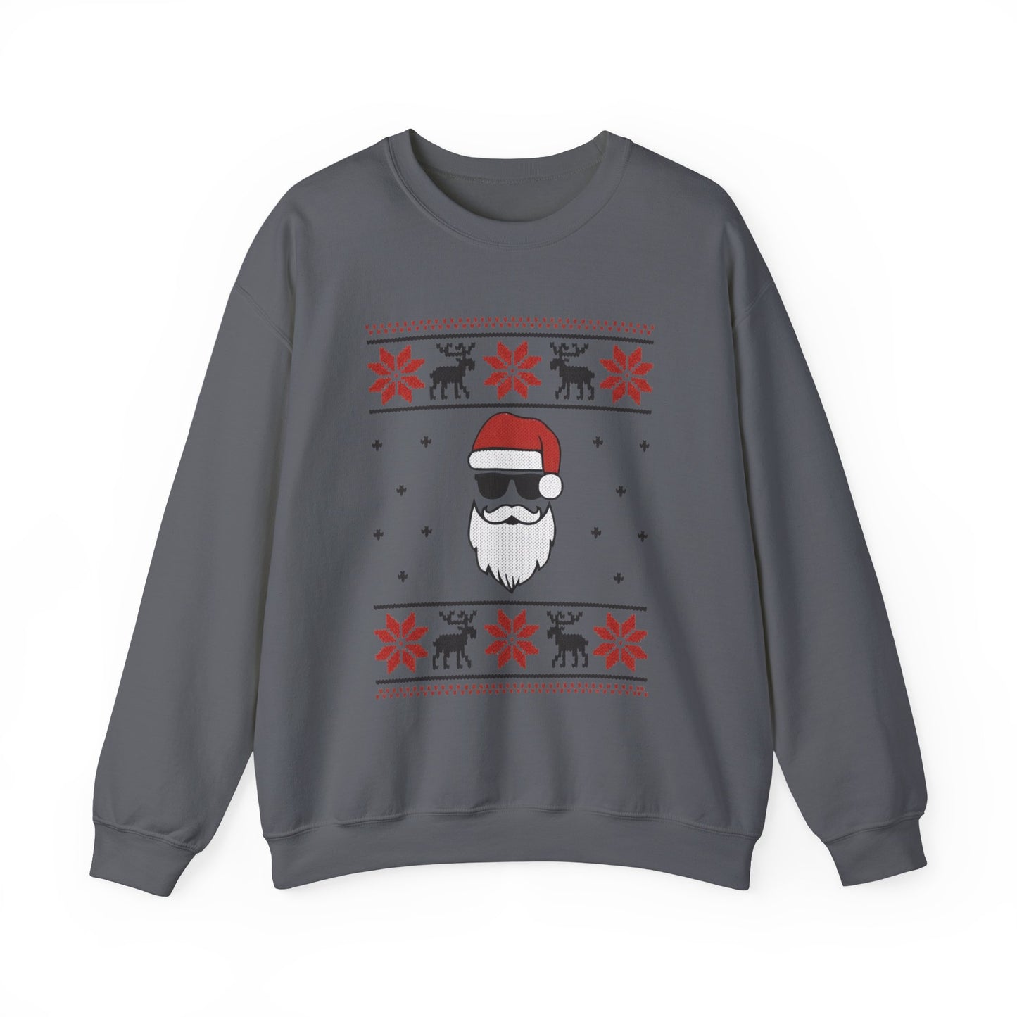 Cool Santa Men's Sweatshirt, Funny Knit Look Pullover, Retro Christmas Sweater Style