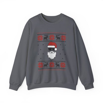Cool Santa Men's Sweatshirt, Funny Knit Look Pullover, Retro Christmas Sweater Style