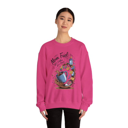 Mom Fuel Unisex Crewneck Sweatshirt, Perfect for Coffee Lovers, Gifts for Moms, Cozy Casual Wear, Funny Graphic Sweatshirt, Mother's Day