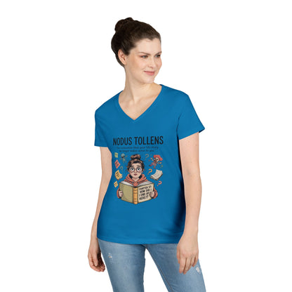 Nodus Tollens V-Neck T-Shirt, Women's Heavy Cotton Shirt, Latin Words, Moods & Modes, Self-Awareness, Quirky Humor Shirt