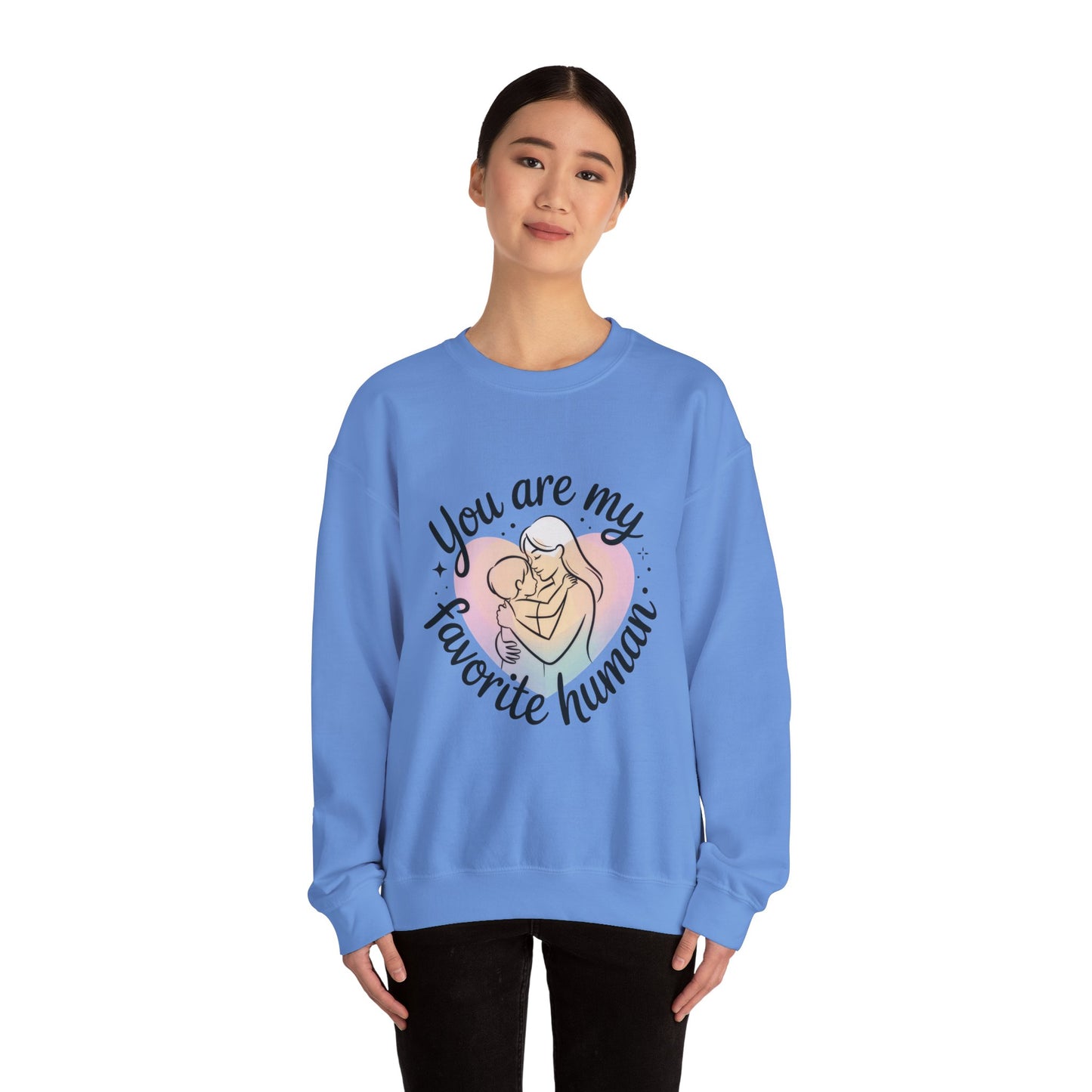 You Are My Favorite Human Mom Sweatshirt, Cute Pastel Heavy Blend Crewneck for Mothers Day, Cozy Gift for Moms, Mothers Day Gift