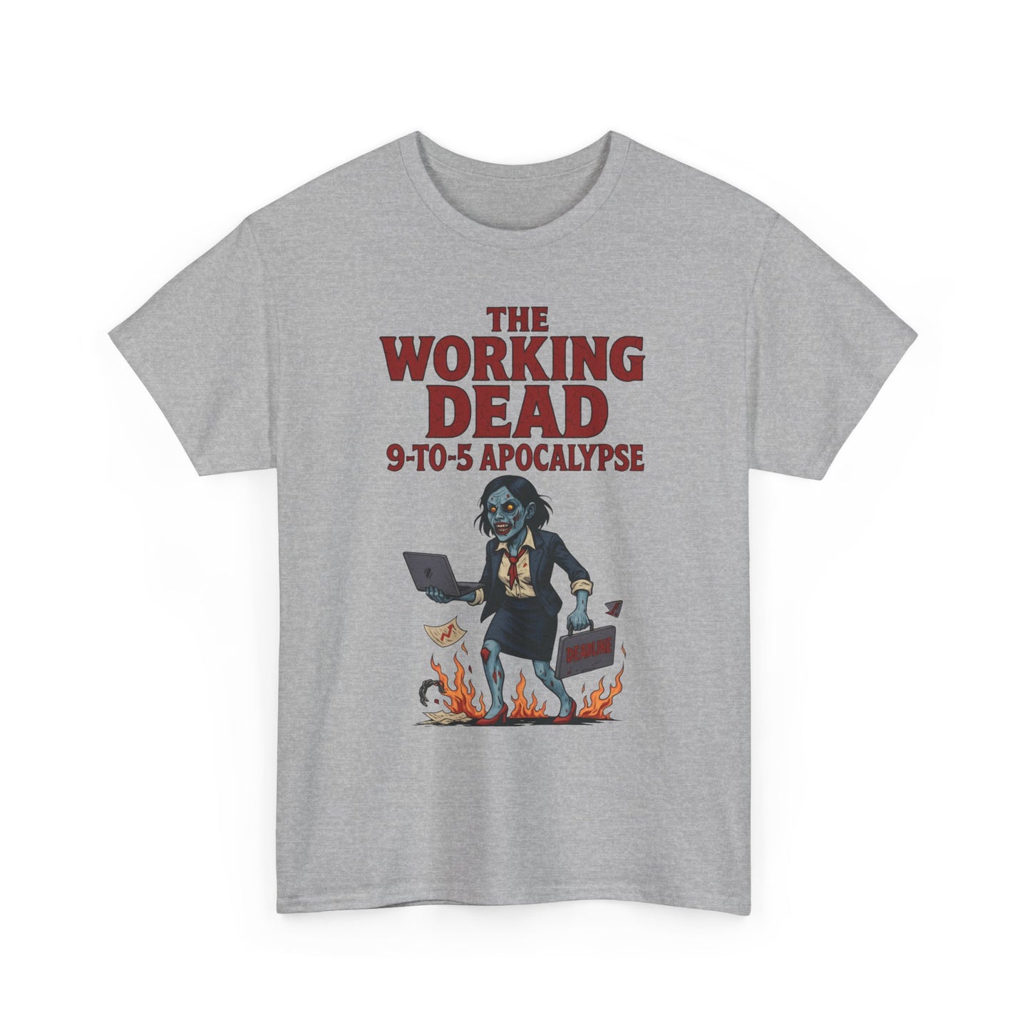 The Working Dead 9-to-5 Apocalypse Women's T-Shirt, Horror Office Zombie Top, Halloween Office Humor