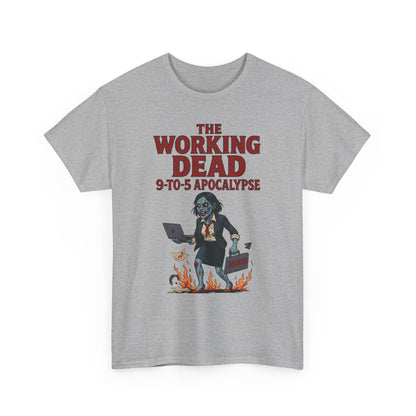 The Working Dead 9-to-5 Apocalypse Women's T-Shirt, Horror Office Zombie Top, Halloween Office Humor