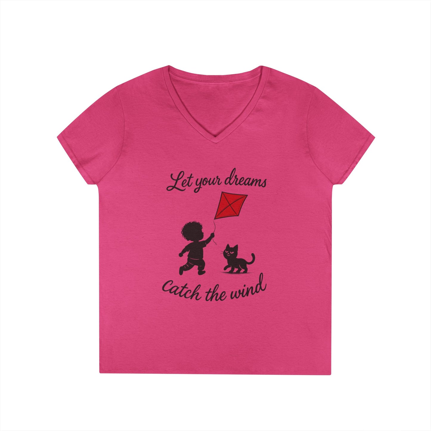Cat Lover Girls' V-Neck T-Shirt, Gift for Birthday, Cat Lover T-Shirt, Cat Mom Gift, Gift for Kids and Animal Lovers
