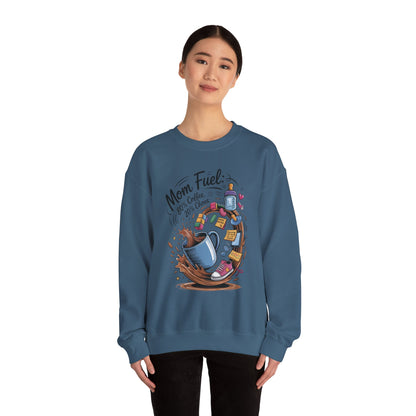 Mom Fuel Unisex Crewneck Sweatshirt, Perfect for Coffee Lovers, Gifts for Moms, Cozy Casual Wear, Funny Graphic Sweatshirt, Mother's Day