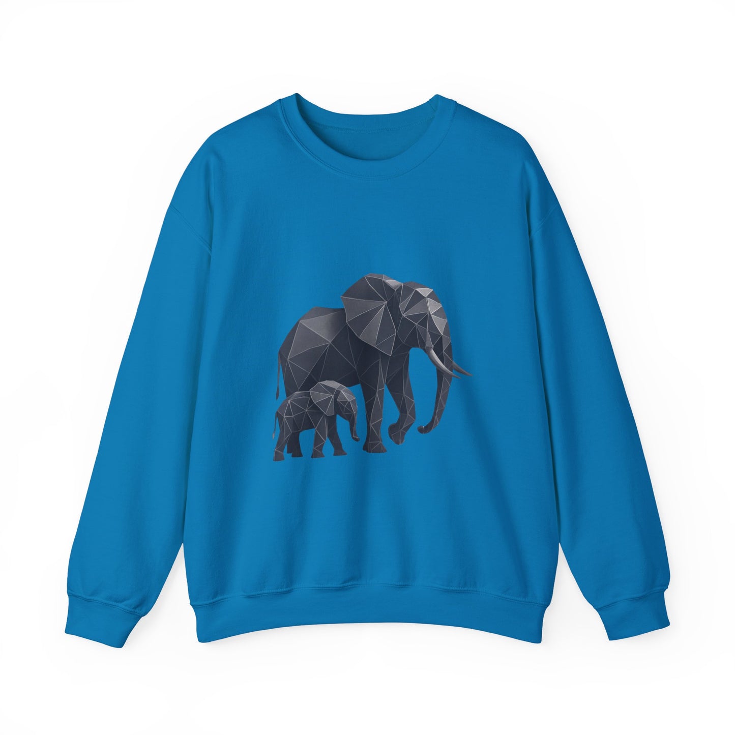 Geometric Elephant Sweatshirt, Cozy Unisex Crewneck, Animal Lover Gift, Nature Inspired Apparel, Eco-Friendly Fashion, Gift for Her
