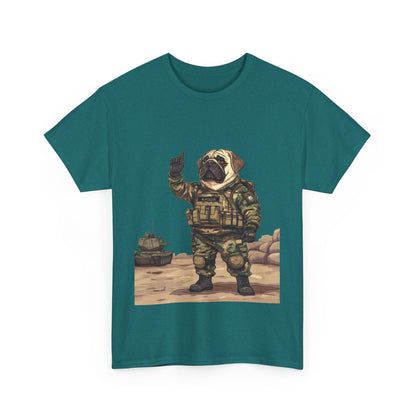 Cute Army Bulldog Tee, Funny Dog Army Pug Men's Heavy Cotton Tee, Pet Lovers Gift, Military Humor Clothing, Dog Dad T-Shirt