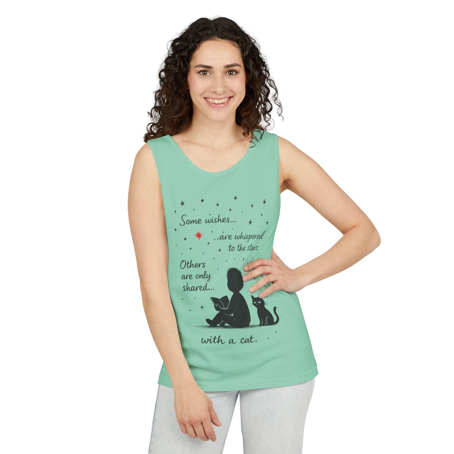Whimsical Cat Lover's Tank Top, Inspirational Quote Top, Womens Garment-Dyed Summer Shirt, Gifts for Cat Moms, Casual Wear, Pet [...]