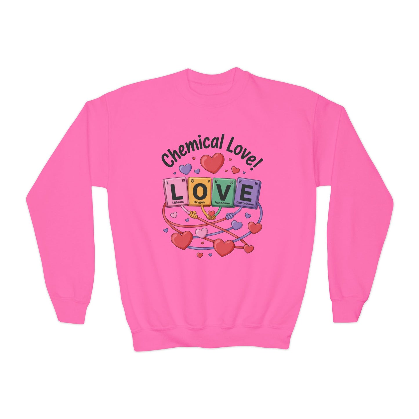 Chemical Love Youth Sweatshirt, Cute Crewneck, Trendy Teen Apparel, Cozy Casual Style, Valentine's Day Gift For Girl, Birthday