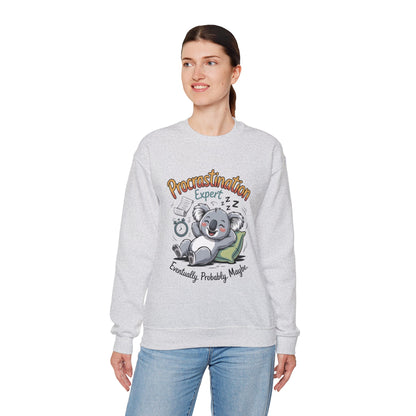 Procrastination Expert Womens Sweatshirt, Funny Crewneck, Cozy Gift for Students, Lazy Day Apparel, Womens Sweatshirt for Relaxation
