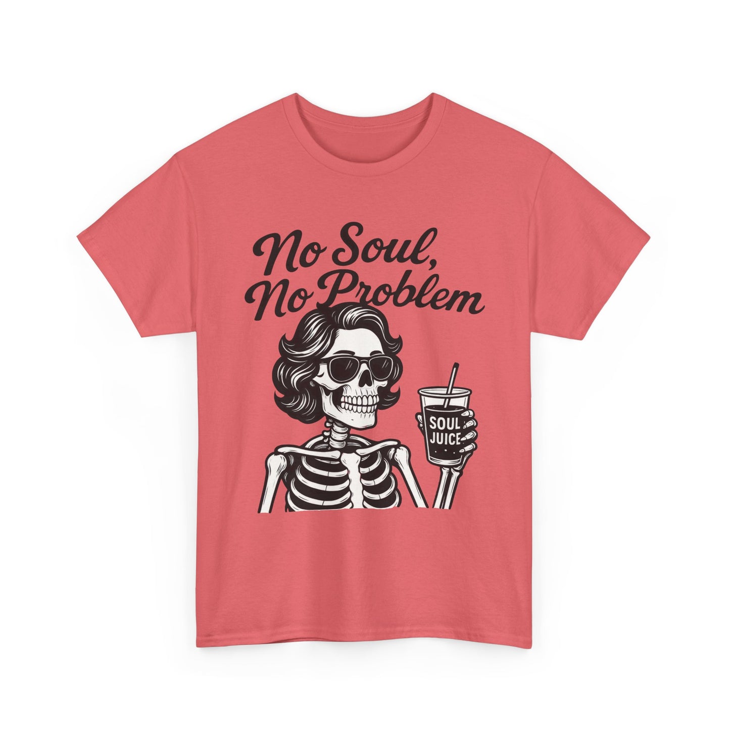 No Soul No Problem Skeleton T-Shirt for Women, Funny Gothic Skull Tee, Dark Humor Halloween Shirt, Spooky Retro Skeleton Top