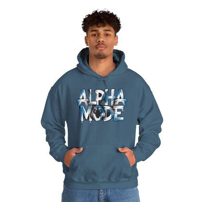 Mens Heavy Blend™ Hooded Sweatshirt, Alpha Mode Wolf Hoodie Mens Bold Streetwear