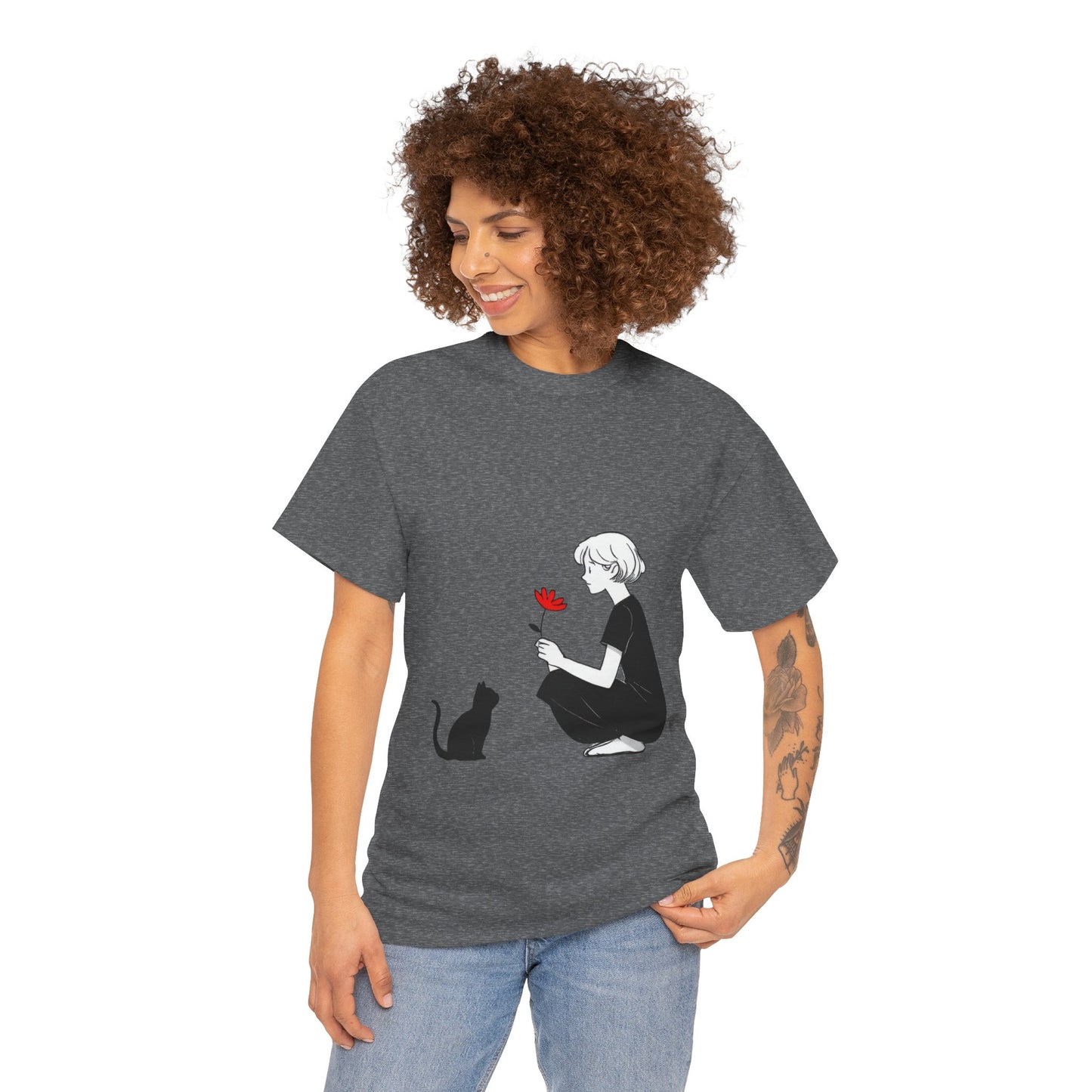 Cat Lover's Heavy Cotton Tee, Cute Cat Shirt, Pet Owner Gift, Animal Lover Apparel, Birthday Gift for Her, Women's Cotton T-Shirt, Cat Lover