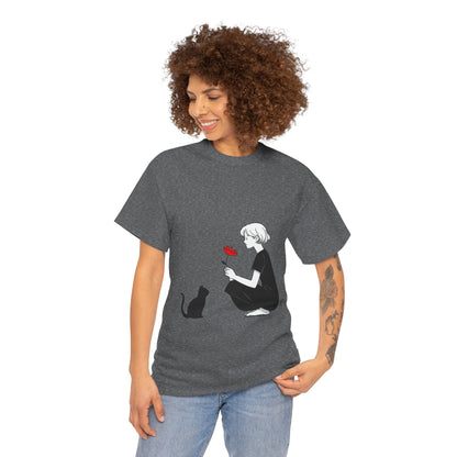 Cat Lover's Heavy Cotton Tee, Cute Cat Shirt, Pet Owner Gift, Animal Lover Apparel, Birthday Gift for Her, Women's Cotton T-Shirt, Cat Lover