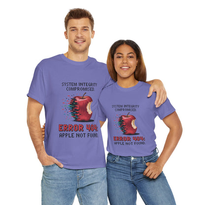 Error 404 Apple Not Found T-Shirt, Glitch Pixel Tech Tee, Funny Nerd Shirt, Unisex Retro Graphic Tee, Geeky T-Shirt, Techie Gift