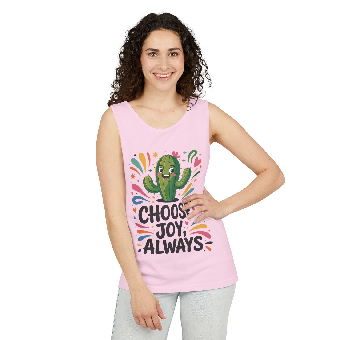 Joyful Cactus Womens Tank Top, Choose Joy Always, Summer Tank, Casual Wear, Gift for Friends, Trendy Top, Vacation Outfit