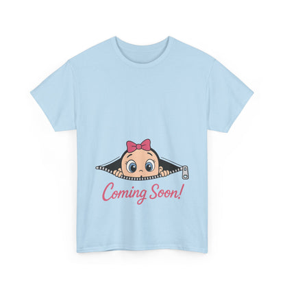 Coming Soon Maternity T-Shirt, Cute Baby Girl Pregnancy Announcement Shirt, Expecting Mom Gift, Gender Reveal Tee, Baby Shower Gift