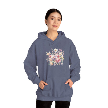 Floral Comfort Hoodie, Cozy Sweatshirt for Women, Spring Fashion, Gift for Her, Casual Everyday Wear, Soft Pastel Flower Print Sweatshirt