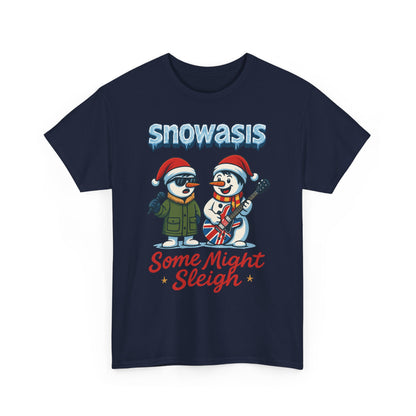 Funny Snowman Band Men's Christmas T-Shirt, Snowasis Some Might Sleigh Tee
