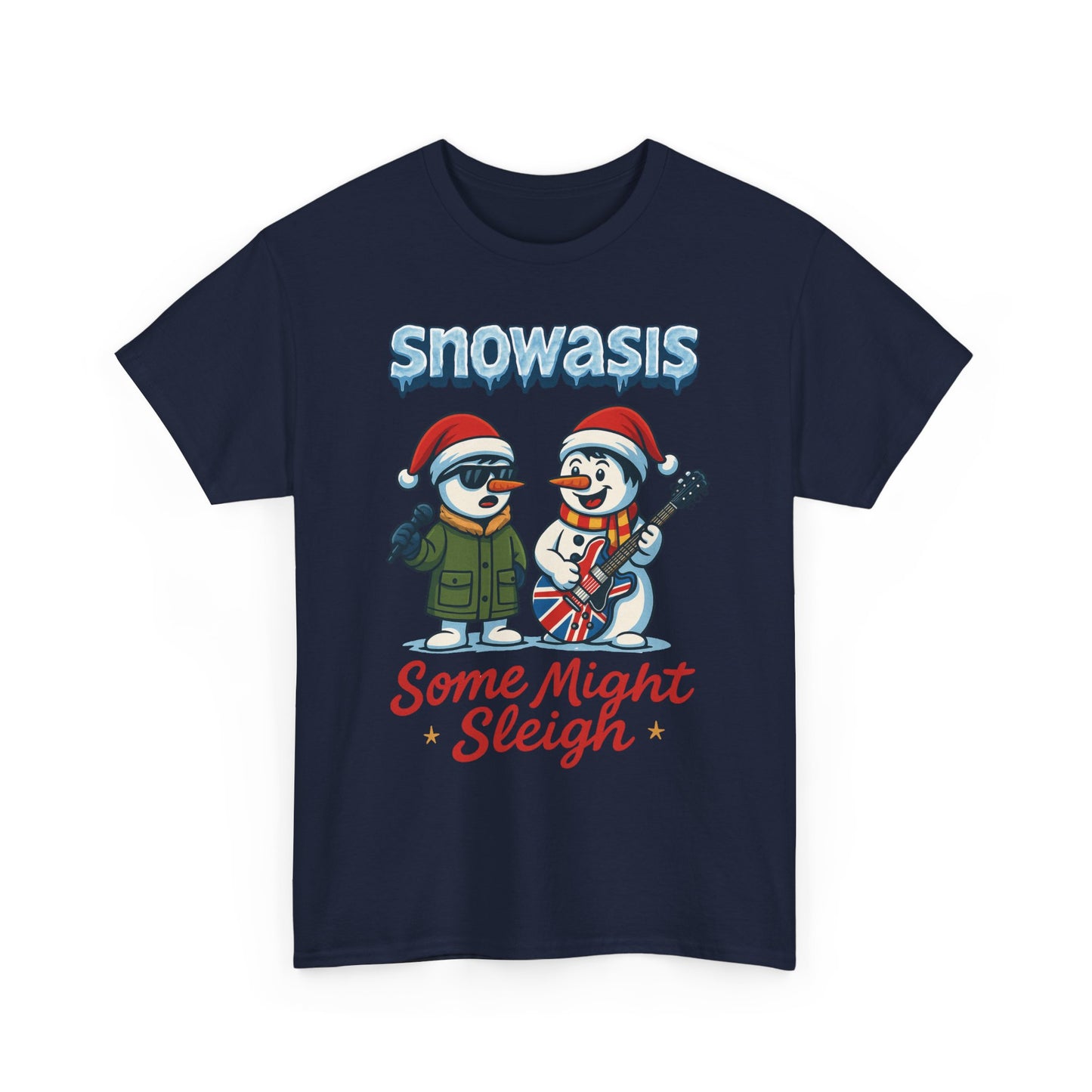 Funny Snowasis Women's Christmas T-Shirt, Retro Music Holiday Tee