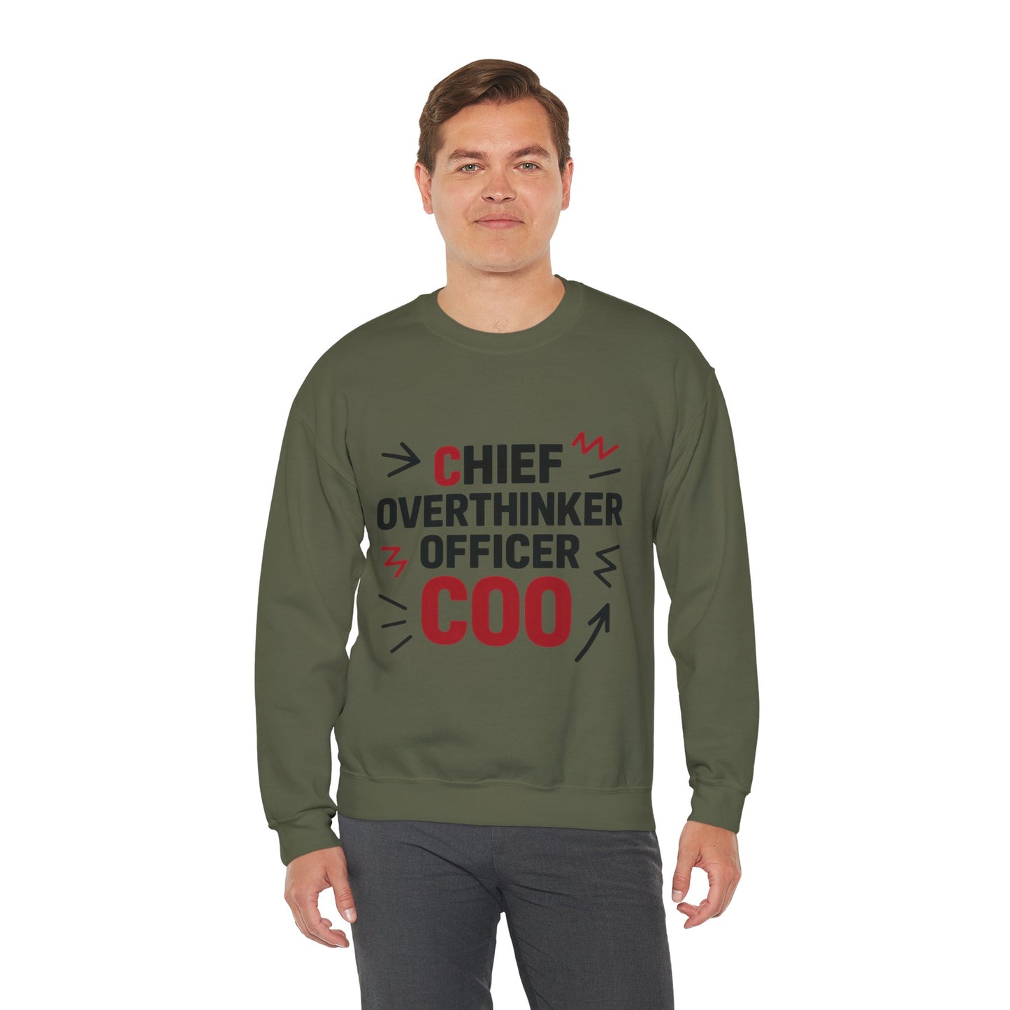 Chief Overthinker Officer Men's Sweatshirt, COO Funny Office Humor Graphic Pullover, Men's Heavy Blend™ Crewneck Sweatshirt