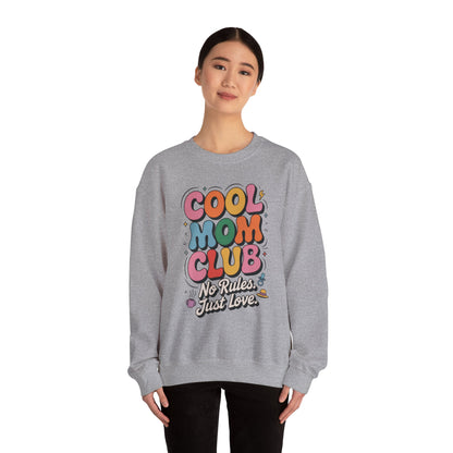Cool Mom Club Sweatshirt, Gift for Moms, Mother's Day, No Rules Just Love, Retro Colorful Unisex Heavy Blend Crewneck